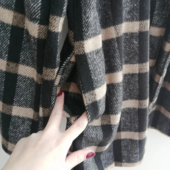 Joie Plaid Wool Blend Open Jacket Black and Tan Heritage Plaid Medium - Picture 7 of 16